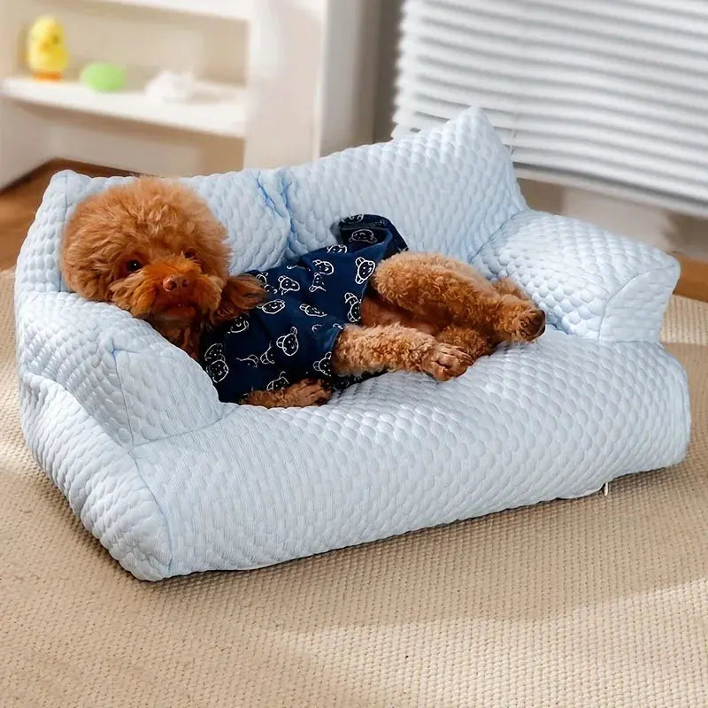 self cooling pet bed Summer Self Cooling Sofa Bed for Small/Medium Dogs/Cats Ice Silk Pearl Cotton Removable Washable Pet Bed with Nonslip Bottom WLP Company