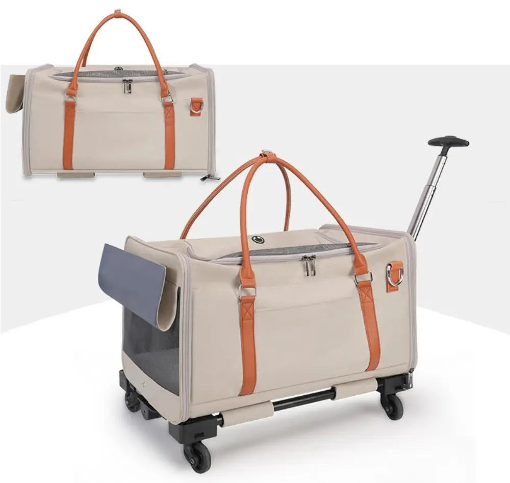 Multifunctional Cat Carrier with Trolley Large Capacity Breathable Foldable Pet Bag for Cats and Dogs WLP Company
