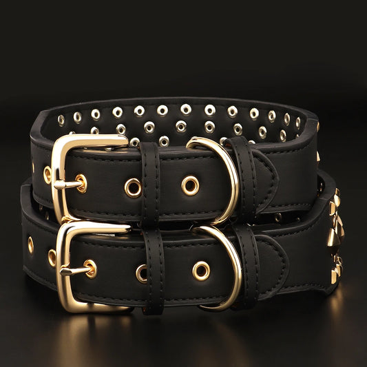 2" Wide Sharp Cool Spiked and Studded Leather Dog Collar
