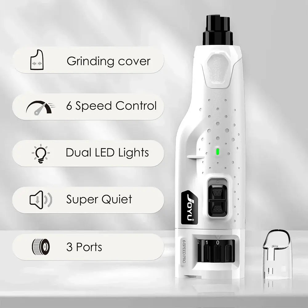Dog Nail Grinder Dustproof with 2 LED Light - Super Quiet Powerful 6-Speed Nail Trimmer File for Small Medium Large Dogs WLP Company