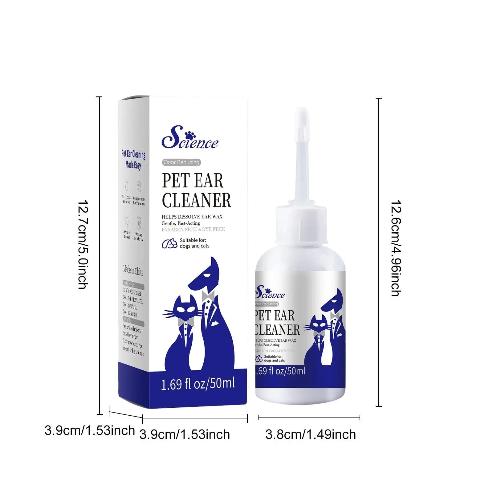 50 ml Pet Ear Drops Gentle Cleaning Ear Mites And Earwax In Cats & Dogs Inhibiting Ear Bacteria WLP Company