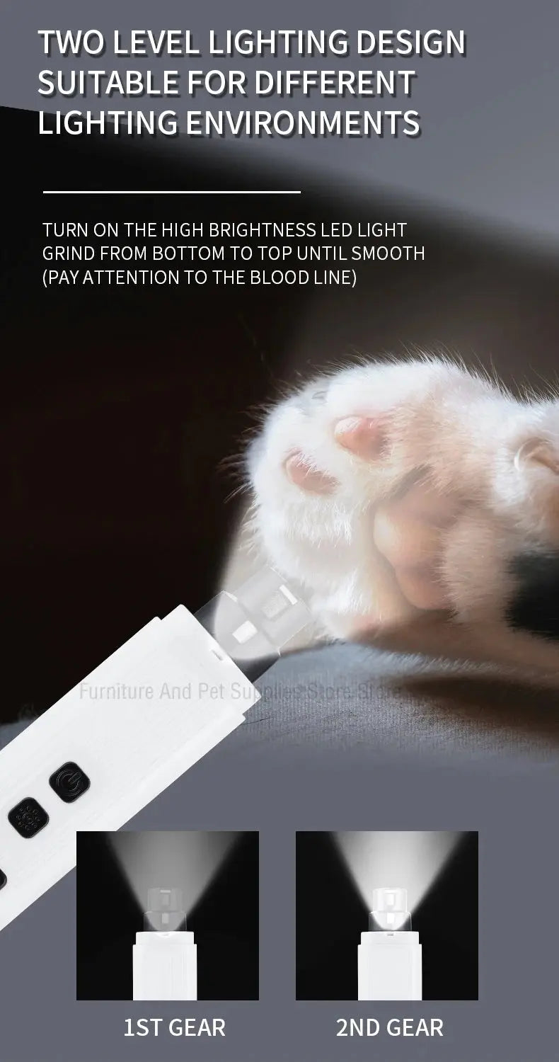 Electric Dog Nail Clippers for Dog Nail Grinders Rechargeable USB Charging LED Light Pet Quiet Cat Paws Nail Grooming Supplies WLP Company