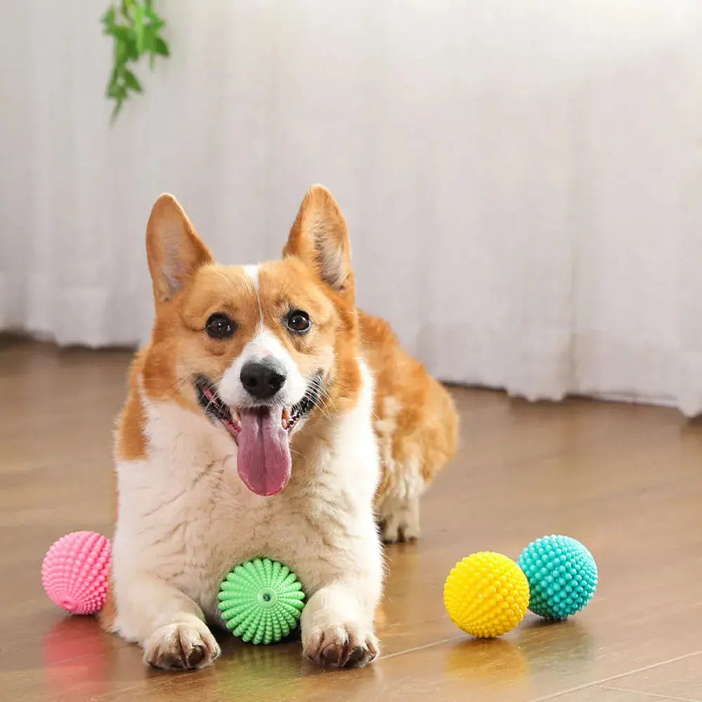 Pet Chew Toy Squeaky Corn Ball, Durable Dog Chewing Ball for Teeth Grinding & Cleaning, Puppy Boredom Relief Pet Supplies WLP Company