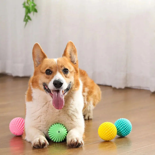 Pet Chew Toy Squeaky Corn Ball, Durable Dog Chewing Ball for Teeth Grinding & Cleaning, Puppy Boredom Relief Pet Supplies WLP Company