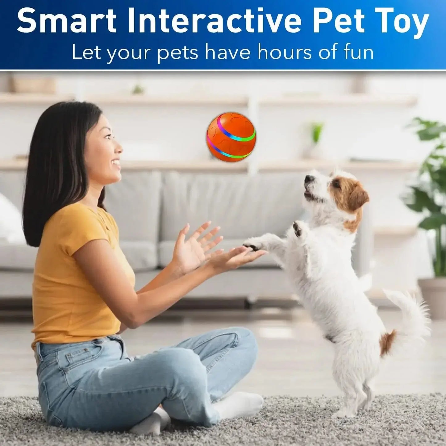 interactive pet toy Smart Interactive Pet Ball Remote Control Flashing Rolling Jumping Rotating Waterproof Dog Chew Toy Ball for Aggressive Chewers WLP Company