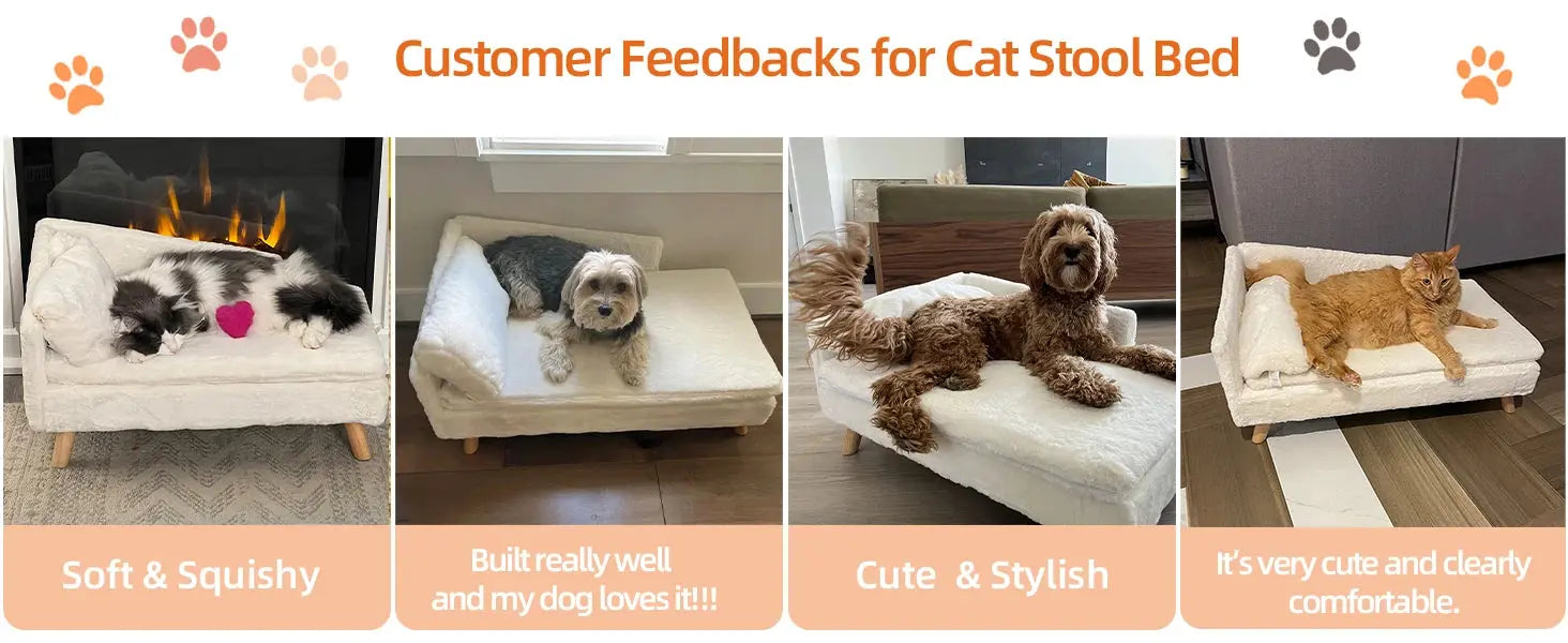 luxury dog sofa Luxury Elevated Dog Sofa Bed with Backrest Plush Cushion Wooden Legs WLP Company