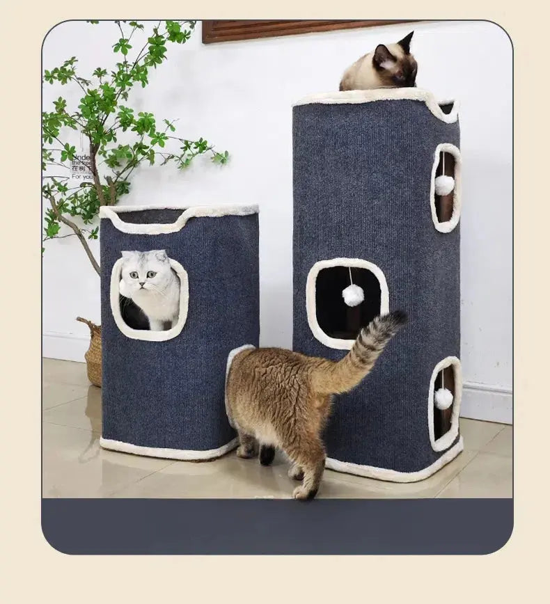 3-tiers Cat Bed Pet House Covered Cave with Soft Mat WLP Company
