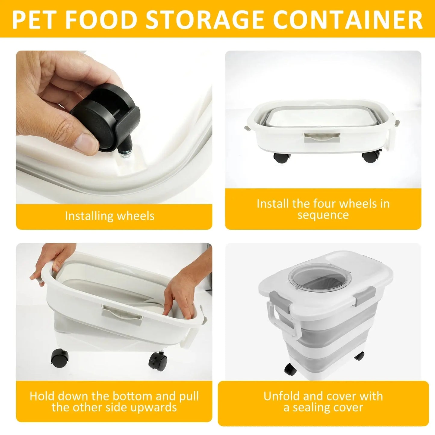 15/45KG Collapsible Pet Food Storage Barrel WLP Company