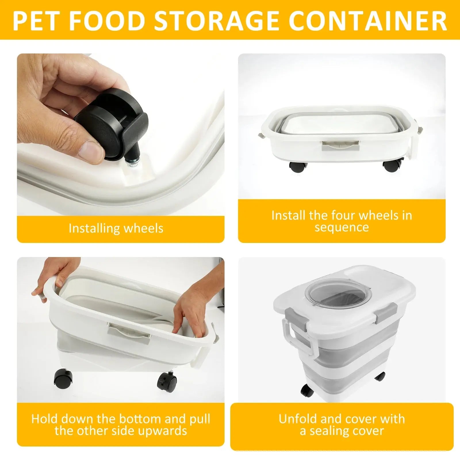 15/45KG Collapsible Pet Food Storage Barrel WLP Company