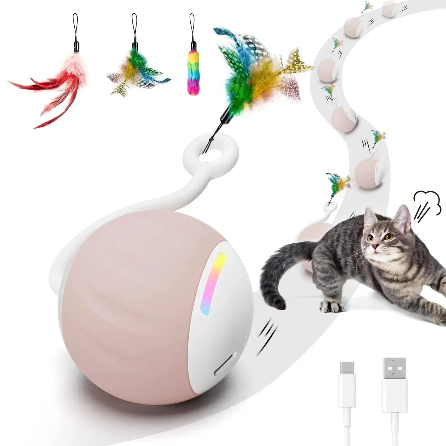 Cat Toys, Turbo Tail Popper Cat Toy 2-Speed Interactive Turbo Tail Mouse Cat Ball Toy Touch Control and Sound Control Smart Star WLP Company