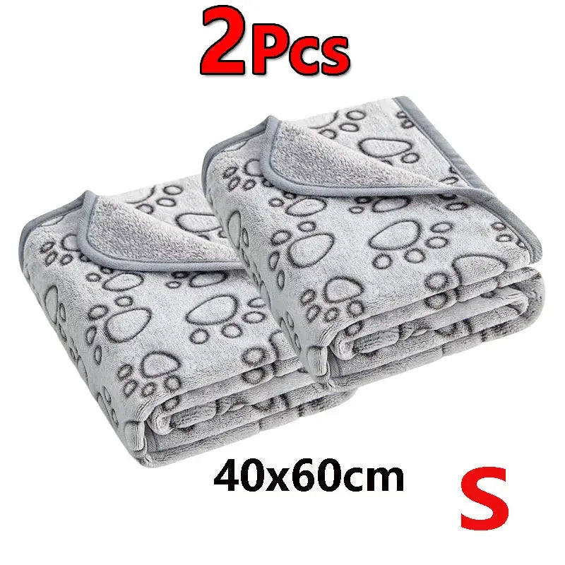 2PCS Soft Fluffy High Quality Pet Blanket Cute Cartoon Pattern Paw Print Dog Pet Mat Warm and Comfortable Blanket for Cat Dogs WLP Company