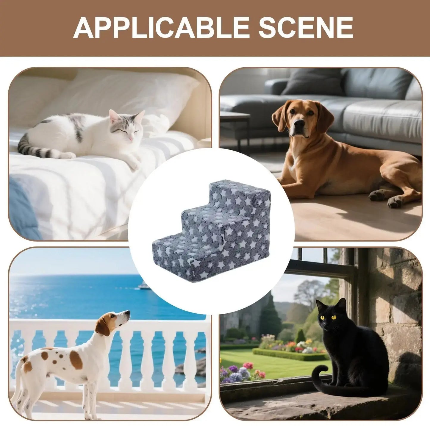 Pet Steps High Density Foam 3 Steps Dog Stairs Ramps for Small Cats dog Climbing Removable Non-Slip Pet Ramp Washable Cat Ladder WLP Company