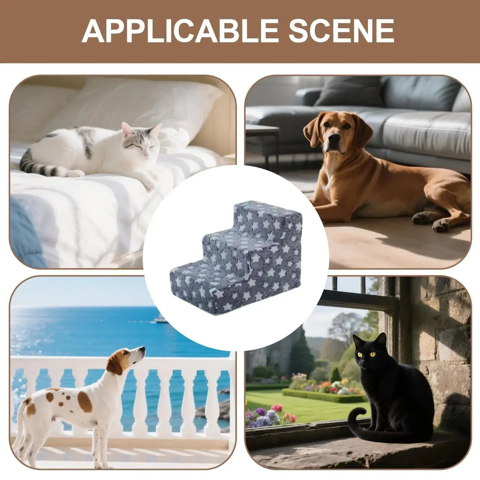 Pet Steps High Density Foam 3 Steps Dog Stairs Ramps for Small Cats dog Climbing Removable Non-Slip Pet Ramp Washable Cat Ladder WLP Company
