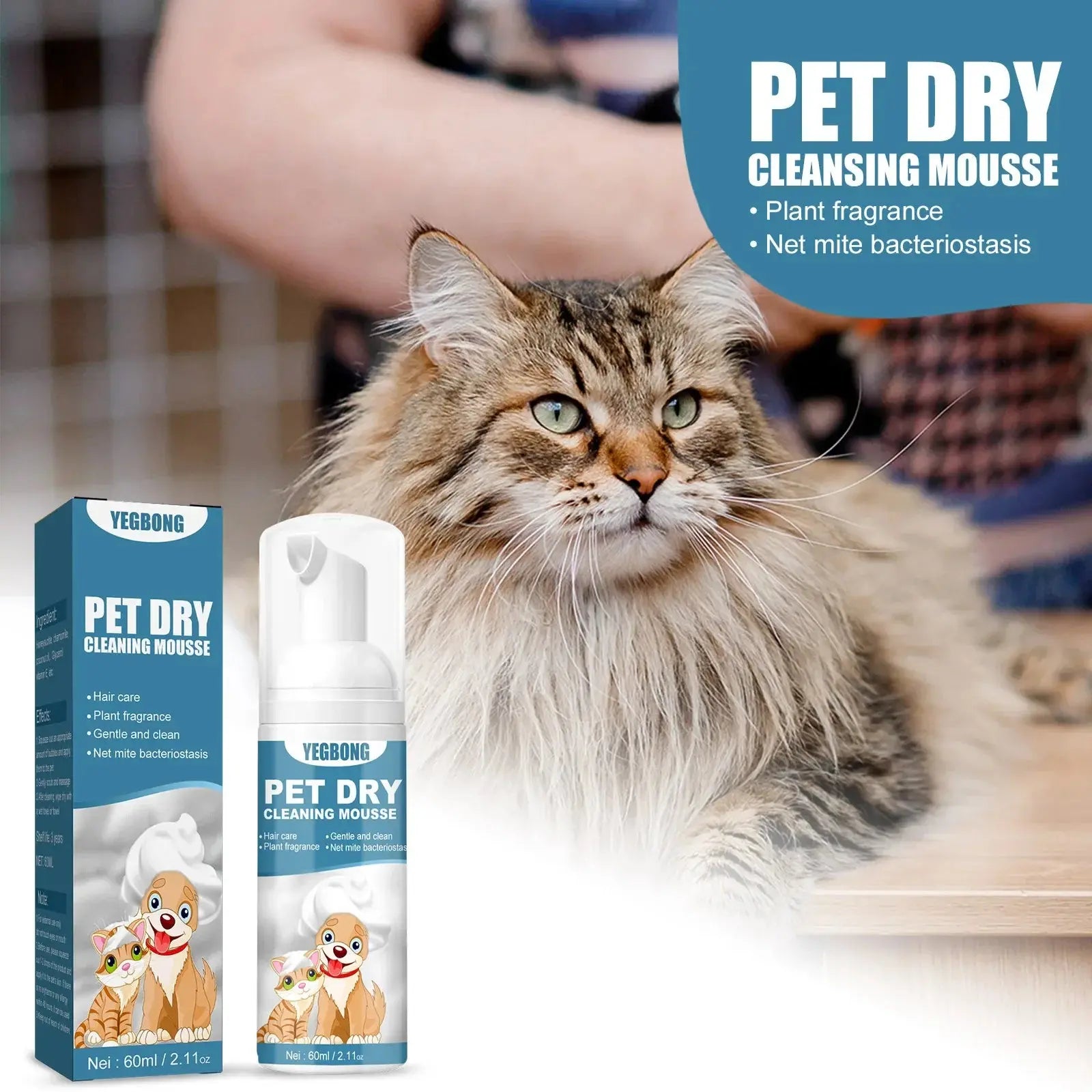 Pet Dry Shampoo Puppy Kitten Dry Cleaning Foam Shampoo Safe Bathless Cleaning Odor Eliminator Itch Relief Pet Grooming Supplies WLP Company