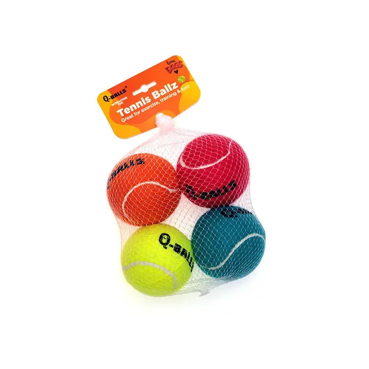 4Pcs/Set Dog Toy Q-MONSTER Thick Walled Natural Rubber Squeak Chew Balls for Dogs Tennis Interactive Bouncy Balls for Training WLP Company