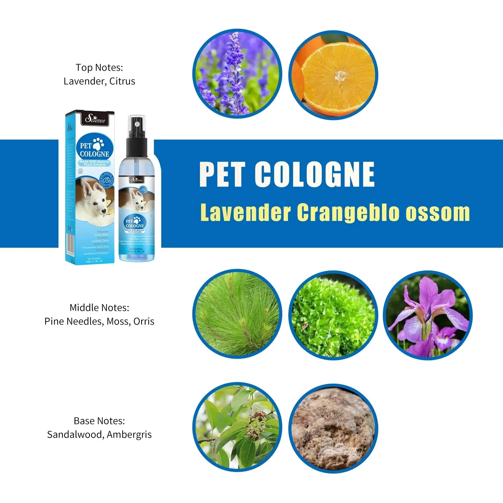 pet deodorizing spray 100 Ml Pet Deodorizing Perfume Spray, Cats & Dogs Eliminating Odors Natural Long-Lasting Fragrance (Lemon, Orange And Lavender) WLP Company