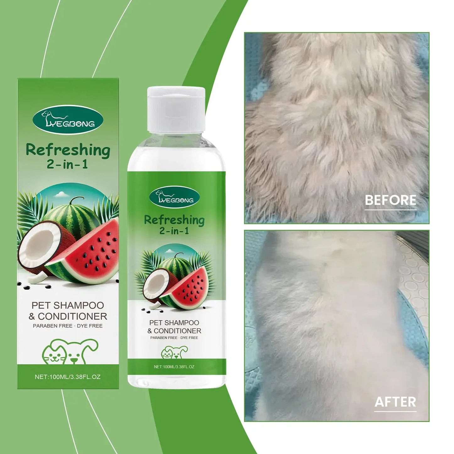 dog shampoo Yegbong Pet Shampoo Conditioner 2-in-1 Remove Dirt Smooth Fur Relieve Itching Deodorizing Long Lasting Fragrance Dogs Shower Gel WLP Company