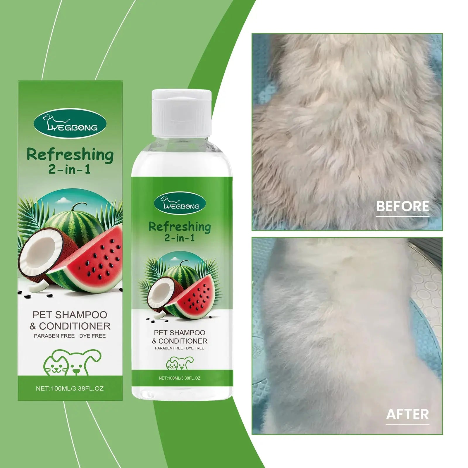 dog shampoo Yegbong Pet Shampoo Conditioner 2-in-1 Remove Dirt Smooth Fur Relieve Itching Deodorizing Long Lasting Fragrance Dogs Shower Gel WLP Company