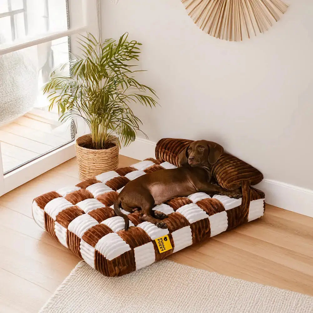 handmade dog beds Handmade Plush Square Orthopedic Support with Pillow Large and Small Dog Beds Warm and Soft Dog Comfort Pads Pet Mattresses WLP Company