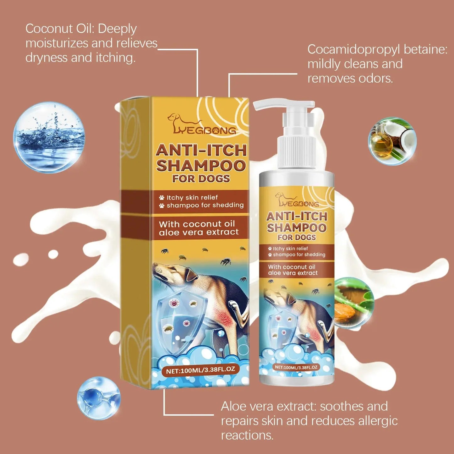 Dog Shampoo Conditioner Moisturizing for Sensitive Skin PH Balanced Anti Itching Flea Killer Dirt Mite Removal Pet Cleaning Foam WLP Company