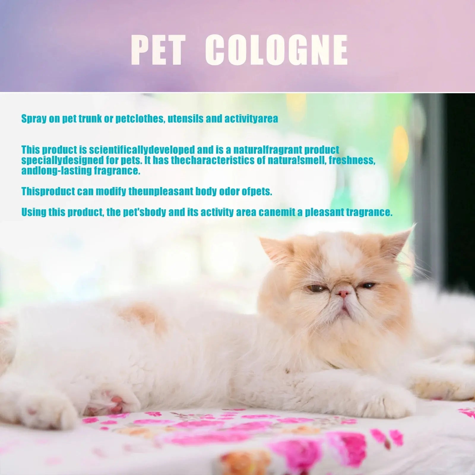 pet deodorizing spray 100 Ml Pet Deodorizing Perfume Spray, Cats & Dogs Eliminating Odors Natural Long-Lasting Fragrance (Lemon, Orange And Lavender) WLP Company