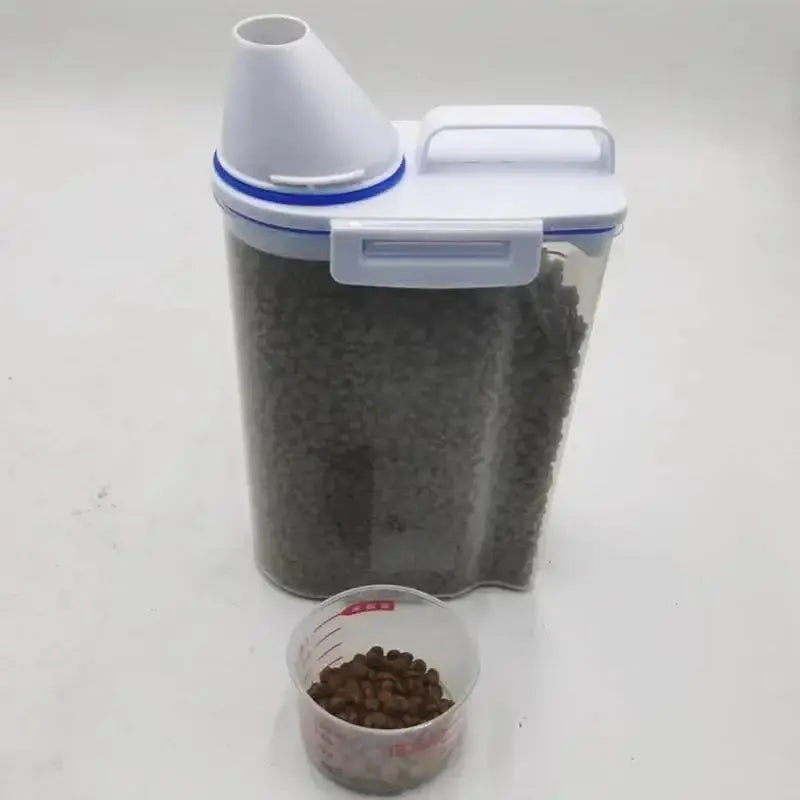 Pet Food Storage Container with Measuring Cup Handle Airtight Waterproof Pet Food Storage Dispenser Portable Buckets Feeder WLP Company