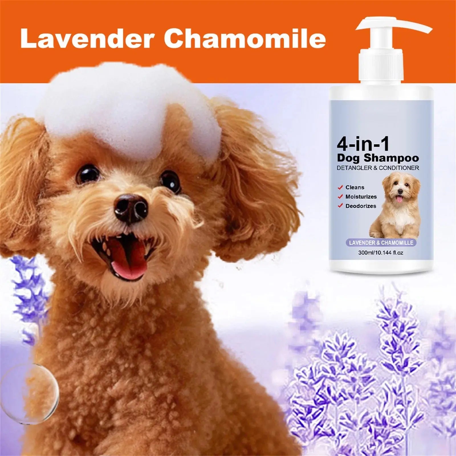 4-In-1 dog shampoo Dog Shampoo - Cleanses, Conditions, Smoothes, Moisturizes With Lavender Chamomile - Pet-Friendly Formula WLP Company
