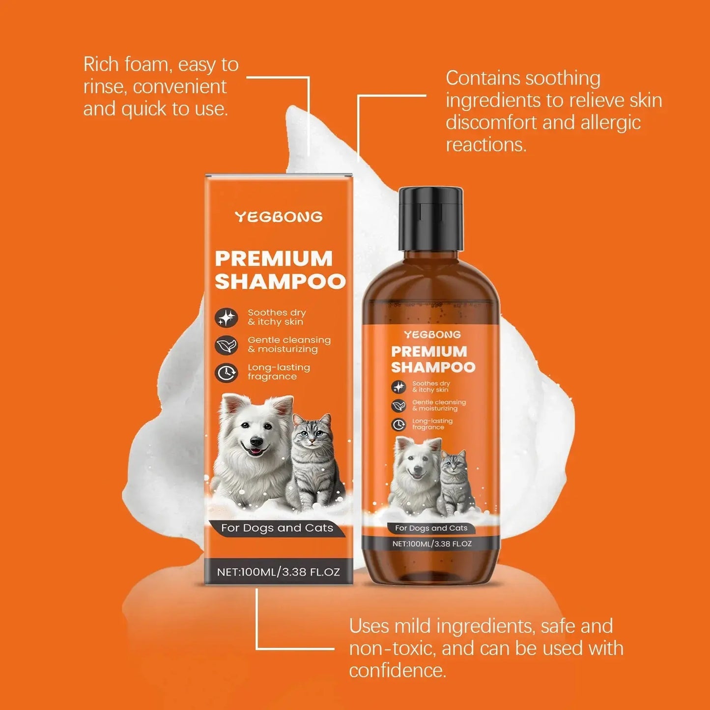 Natural Pet Shampoo for Dogs & Cats, Coconut Oil Derivative Formula WLP Company