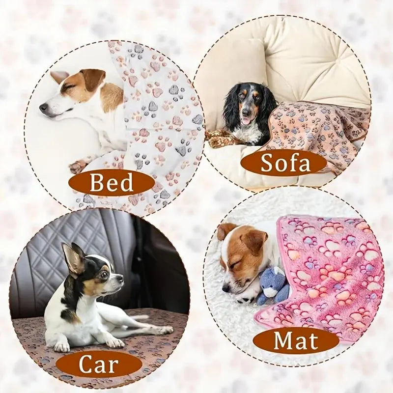 Cute Flannel Pet Blanket Cartoon Dog Paw Print Blanket Pet Mat for Cats and Dogs Warm and Comfortable Blanket for Puppy Kitten WLP Company
