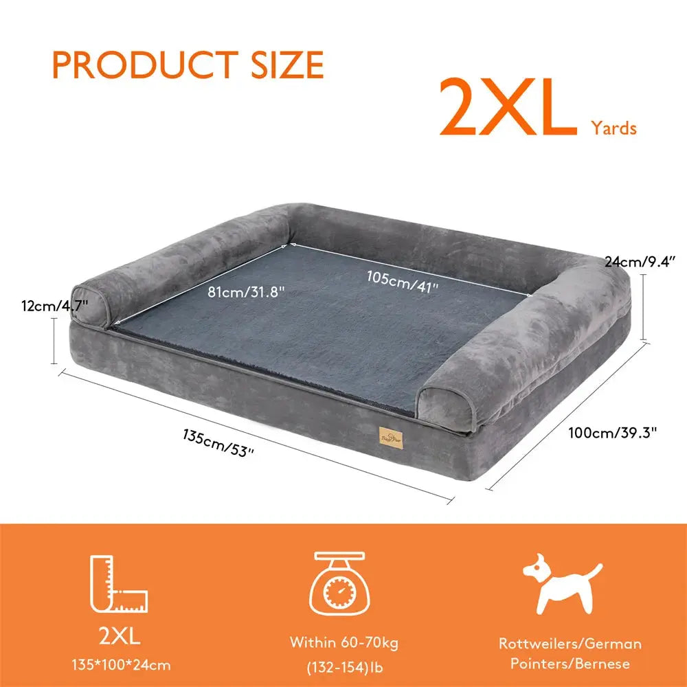 XXXL Large Calming Dog Bed Orthopedic Memory Foam Sofa Couch Waterproof Removable Cover Plush Mat for Small Medium Large Dogs WLP Company