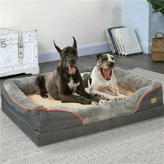 Jumbo Large Orthopedic Dog Bed Memory Foam Pet Sofa Couch Waterproof Elevated Cushion Warm Puppy Bolster Couch Removable Cover WLP Company