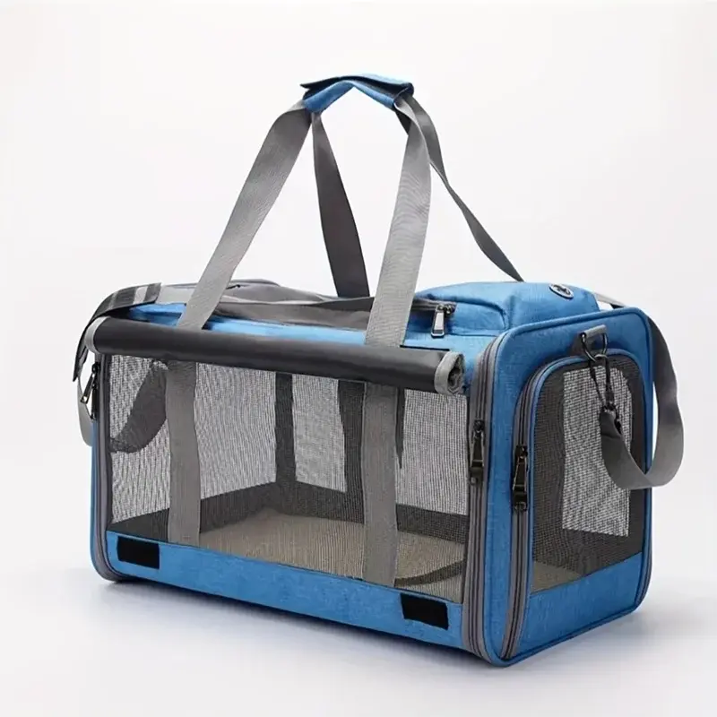 Airline Approved Cat Carrier Bag ag Mesh Breathable Folding Handbag Airline Approved Travel Pet Bag Kitten Transport Bag WLP Company