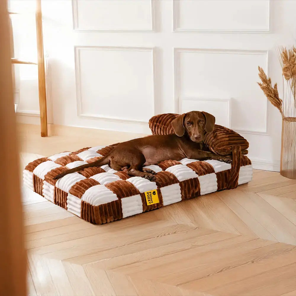 handmade dog beds Handmade Plush Square Orthopedic Support with Pillow Large and Small Dog Beds Warm and Soft Dog Comfort Pads Pet Mattresses WLP Company
