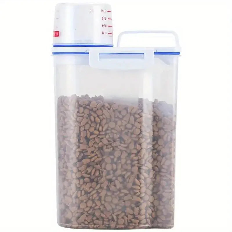 Pet Food Storage Container with Measuring Cup Handle Airtight Waterproof Pet Food Storage Dispenser Portable Buckets Feeder WLP Company