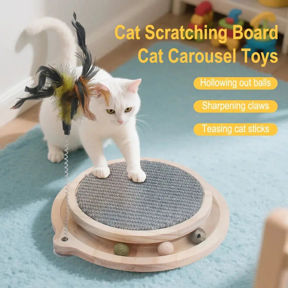 Cat Scratcher Cat Natural Sisal Scratching Pad Kitten Interactive Toy with Ball Track Ball for Chasing Hunting Mental Physical WLP Company