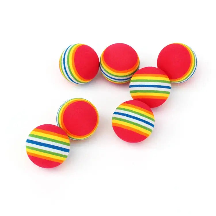 10Pcs Colorful Cat Toy Ball EVA Bite-Resistant Elastic Rainbow Ball Kitten Puppy Chewing Training Interactive Toys Pet Supplies WLP Company