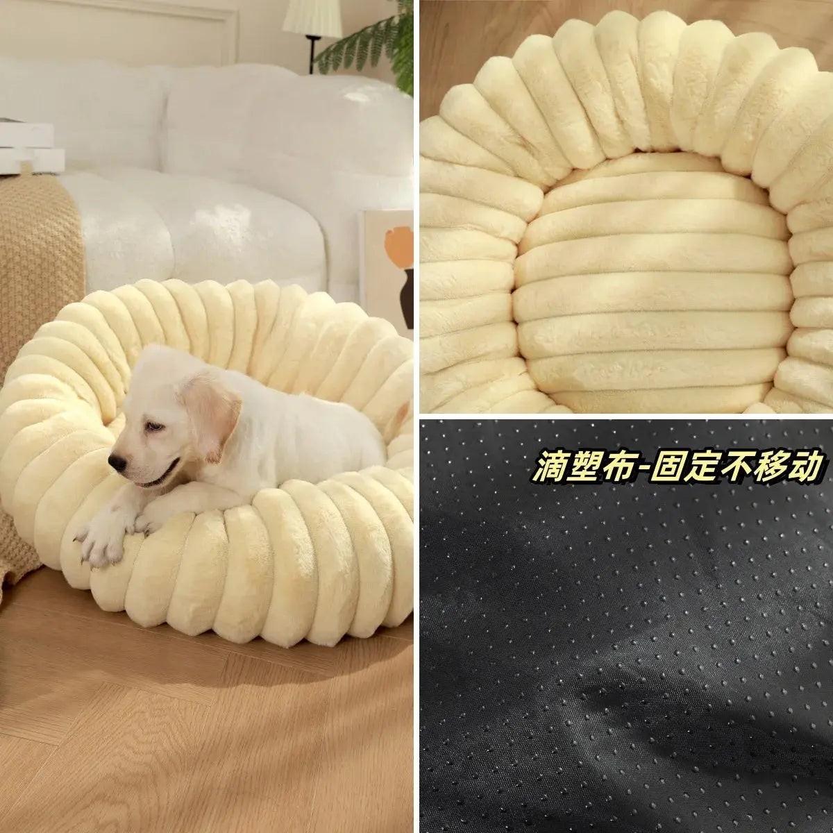 pet bed Nest High Weight Straight Strip Rabbit Plush Pet Mat Long Hair Round Cat Nest Winter Warm Dog Bed Dog Nest WLP Company