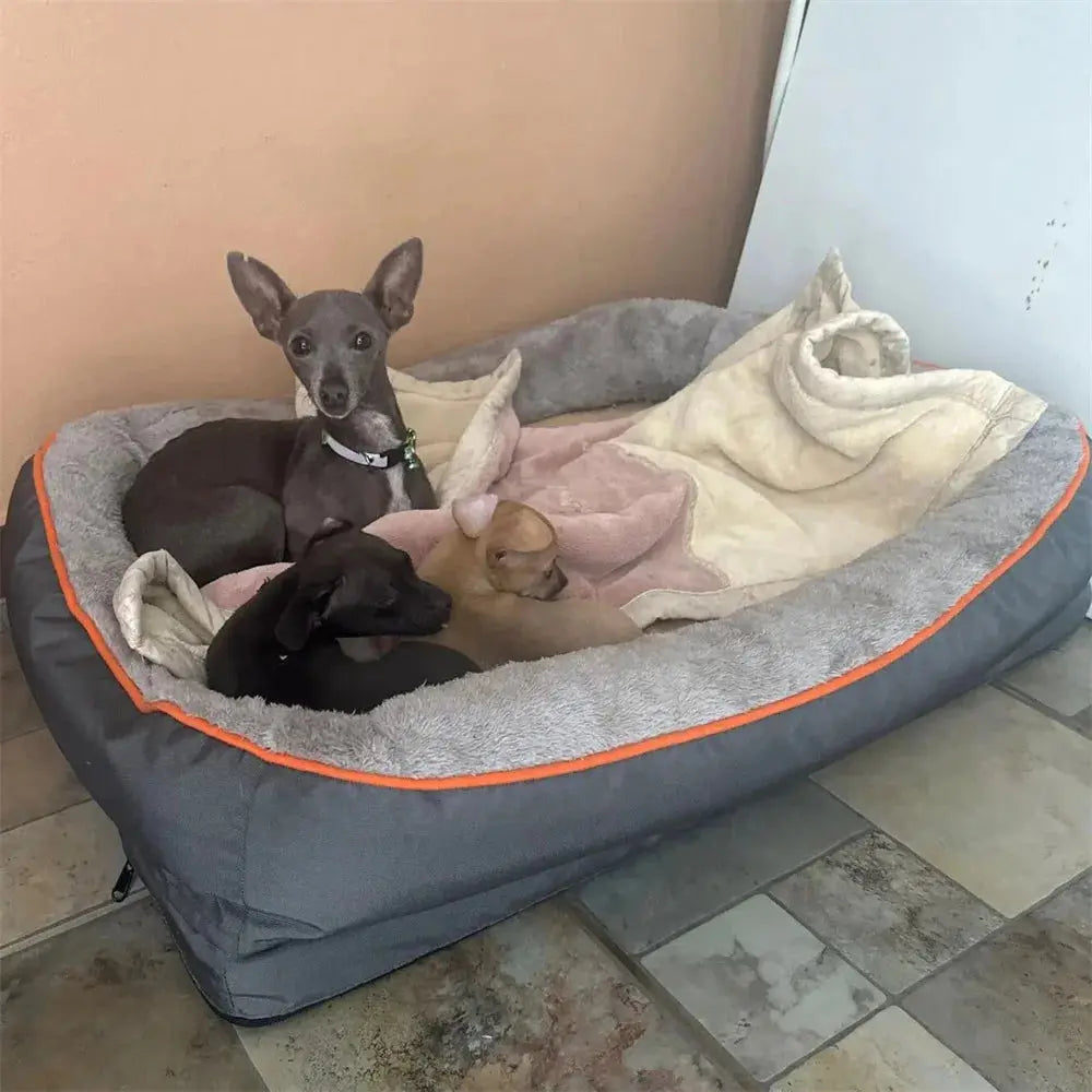 Jumbo Large Orthopedic Dog Bed Memory Foam Pet Sofa Couch Waterproof Elevated Cushion Warm Puppy Bolster Couch Removable Cover WLP Company