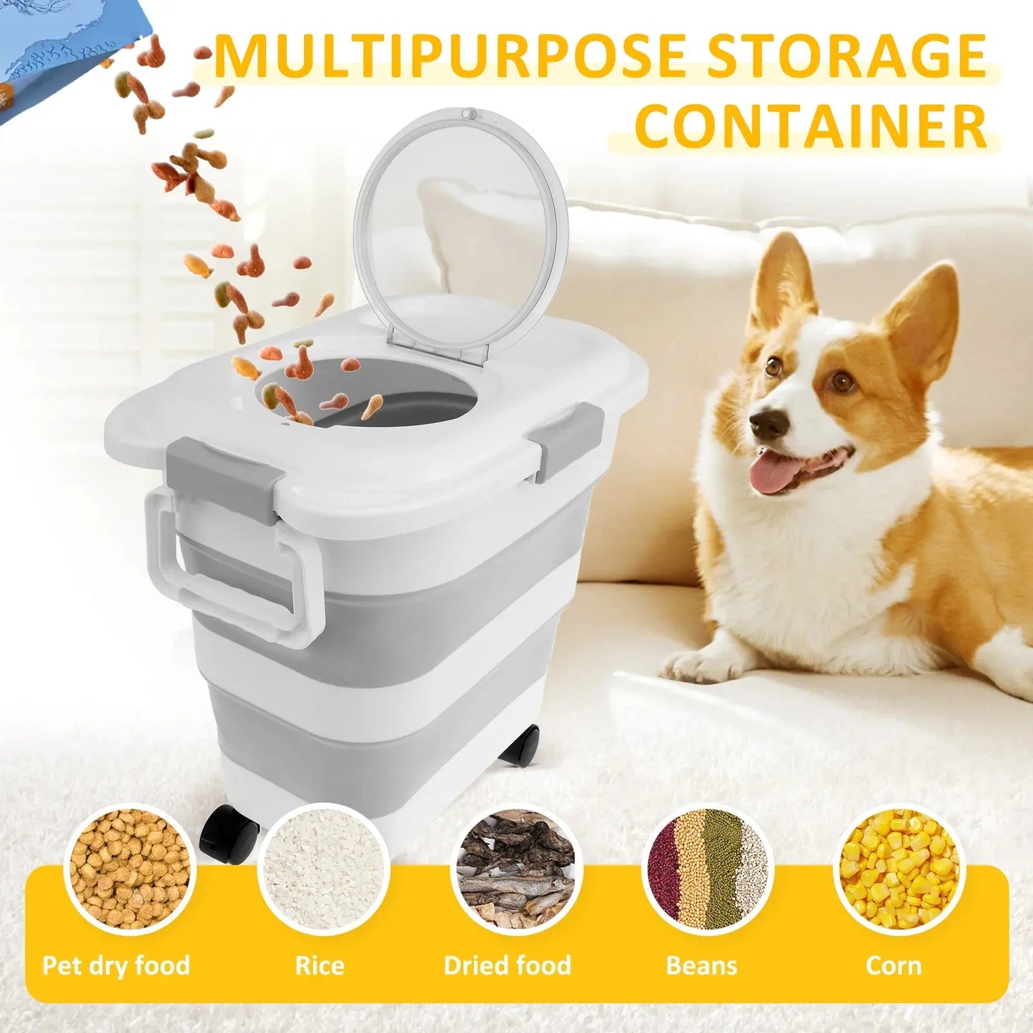 15/45KG Collapsible Pet Food Storage Barrel WLP Company