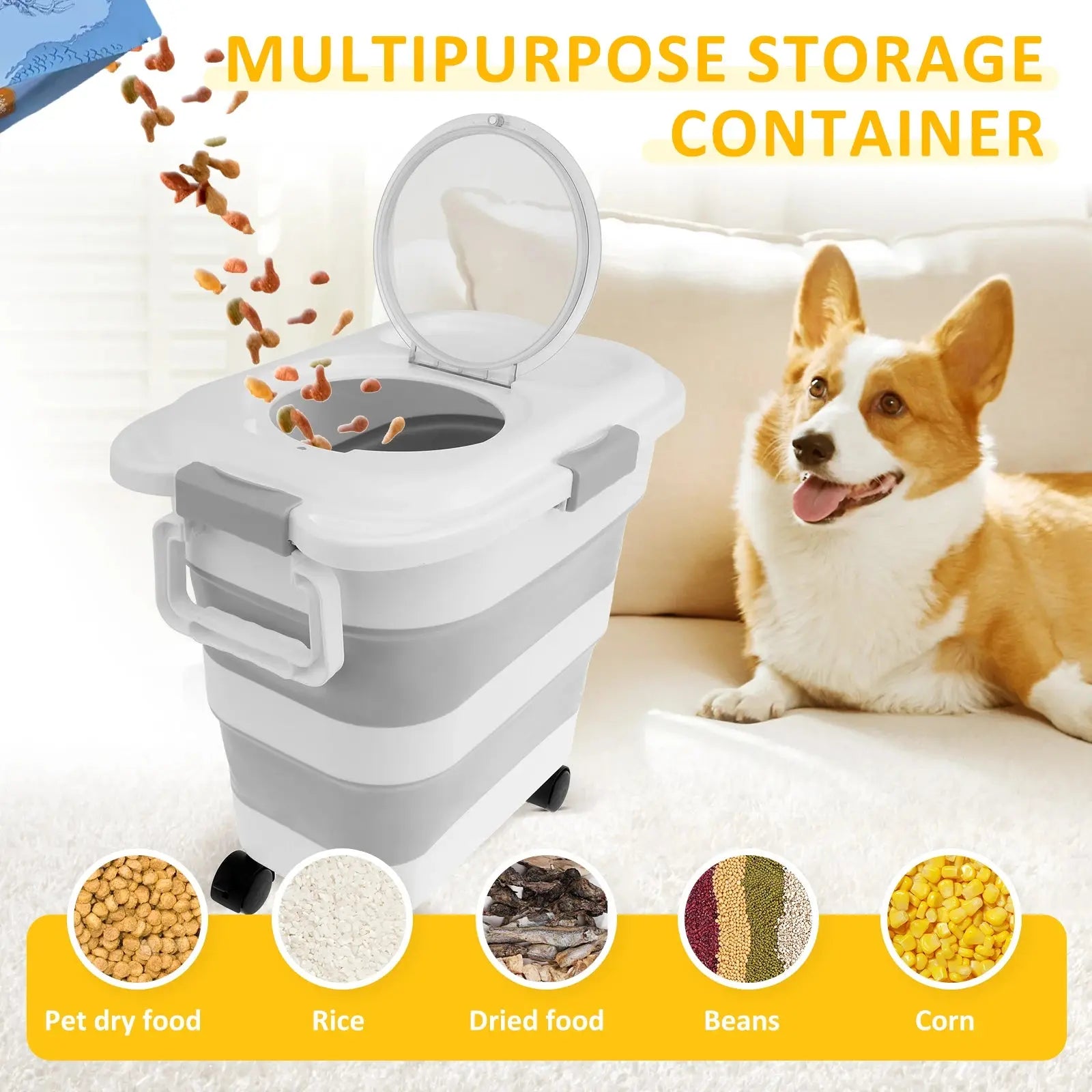 15/45KG Collapsible Pet Food Storage Barrel WLP Company