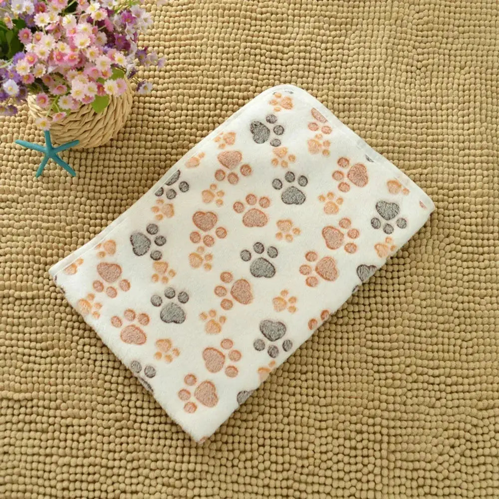 Dog Blanket Washable Fuzzy Soft Pet Mat Throw Cover for Kennel Crate Bed Cute Paw Pattern Puppy Cat Bed Blanket Mat Pet Blankets WLP Company