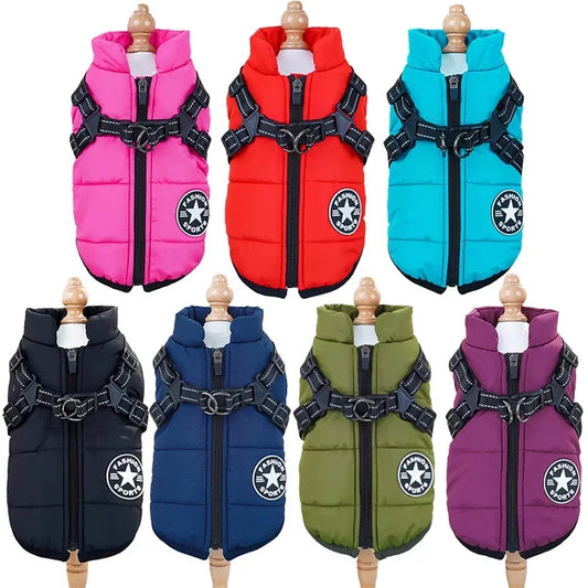 Dogs Jacket with Harness - Waterproof Winter Coat