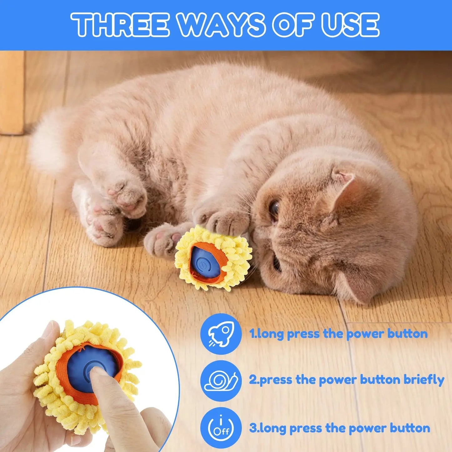 cat toy Cat Interactive Toy Ball in Pouch Fast Rolling Hide Automatic Moving Bouncing Pet Smart Toy Interactive Kitten Indoor Ball WLP Company
