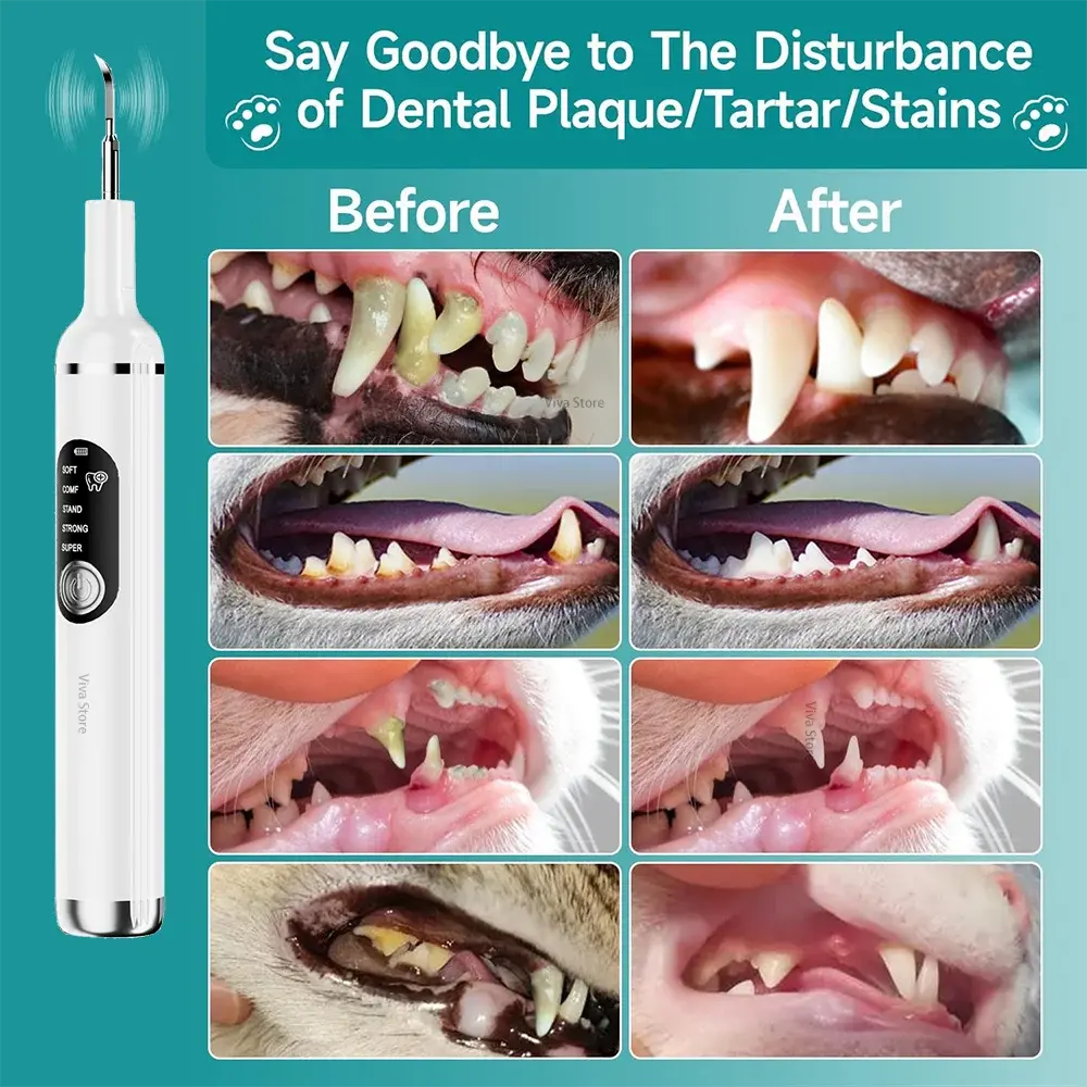 dog toothbrush Dog Tooth Calculus Device Ultrasonic Toothbrush Electric Pet Tooth Scaler Tooth Cleaning Tool Plaque Dog Cat Dental Care Kit WLP Company