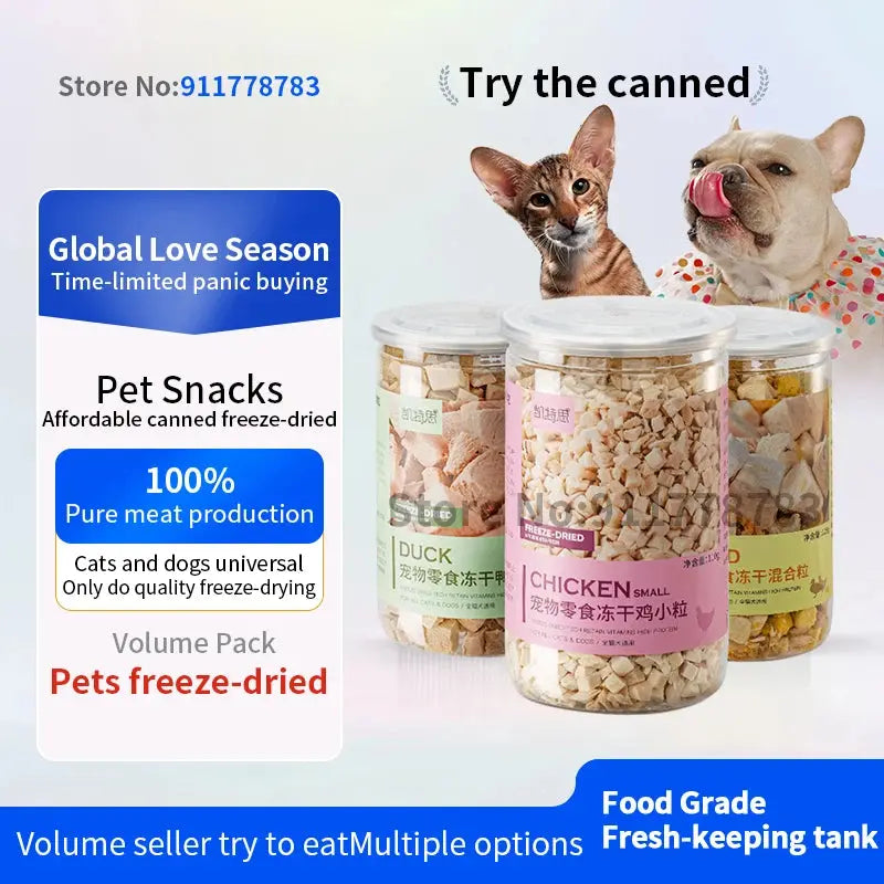 Pet Snacks Canned Freeze-Dried Chicken, Duck, Beef, and Quail Eggs WLP Company