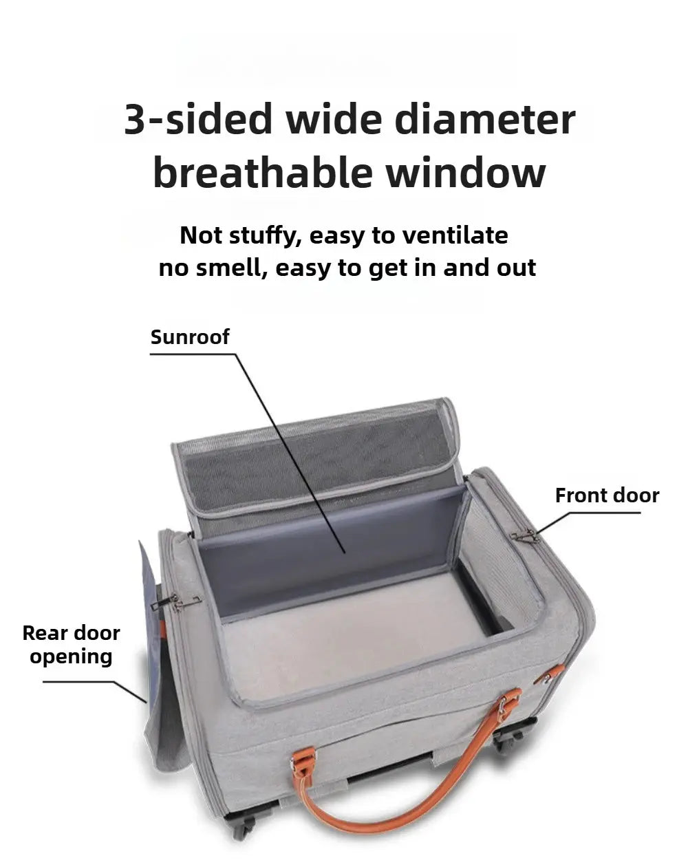 Multifunctional Cat Carrier with Trolley Large Capacity Breathable Foldable Pet Bag for Cats and Dogs WLP Company