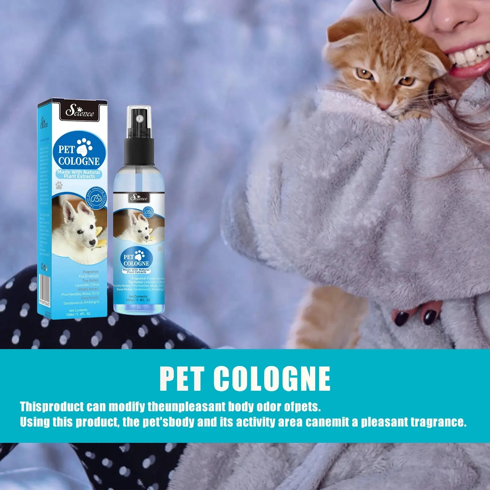 pet deodorizing spray 100 Ml Pet Deodorizing Perfume Spray, Cats & Dogs Eliminating Odors Natural Long-Lasting Fragrance (Lemon, Orange And Lavender) WLP Company
