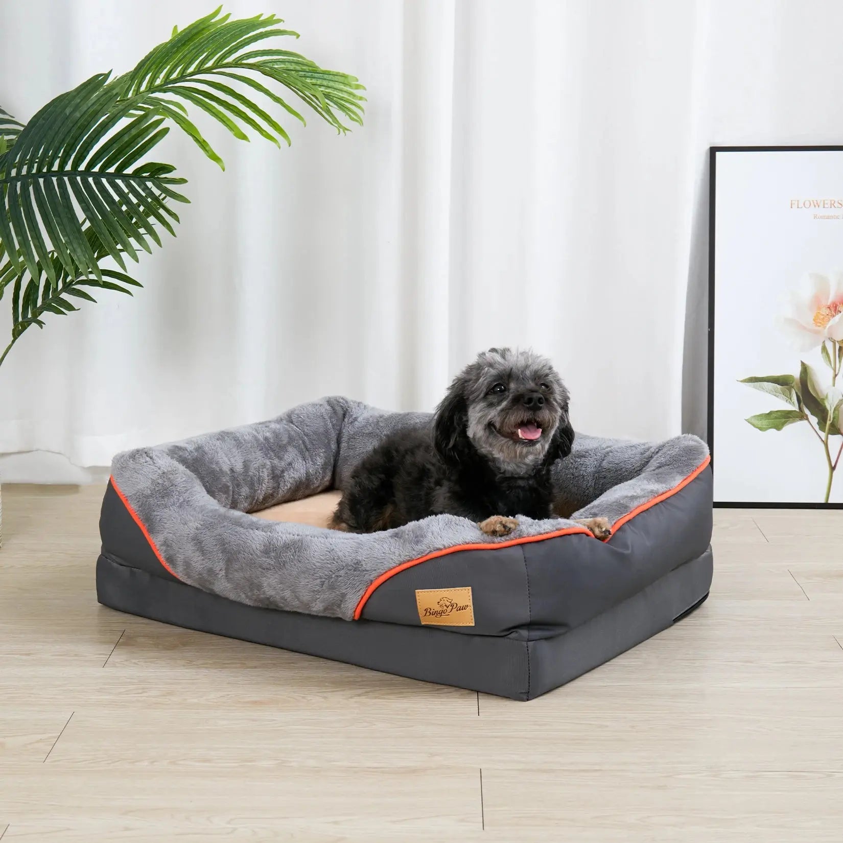 L XL 2XL 3XL Dog Bed Super Soft Orthopedic Foam Pet Bed Sleeping Mat with Cotton-padded Bolster and Removable Cover WLP Company