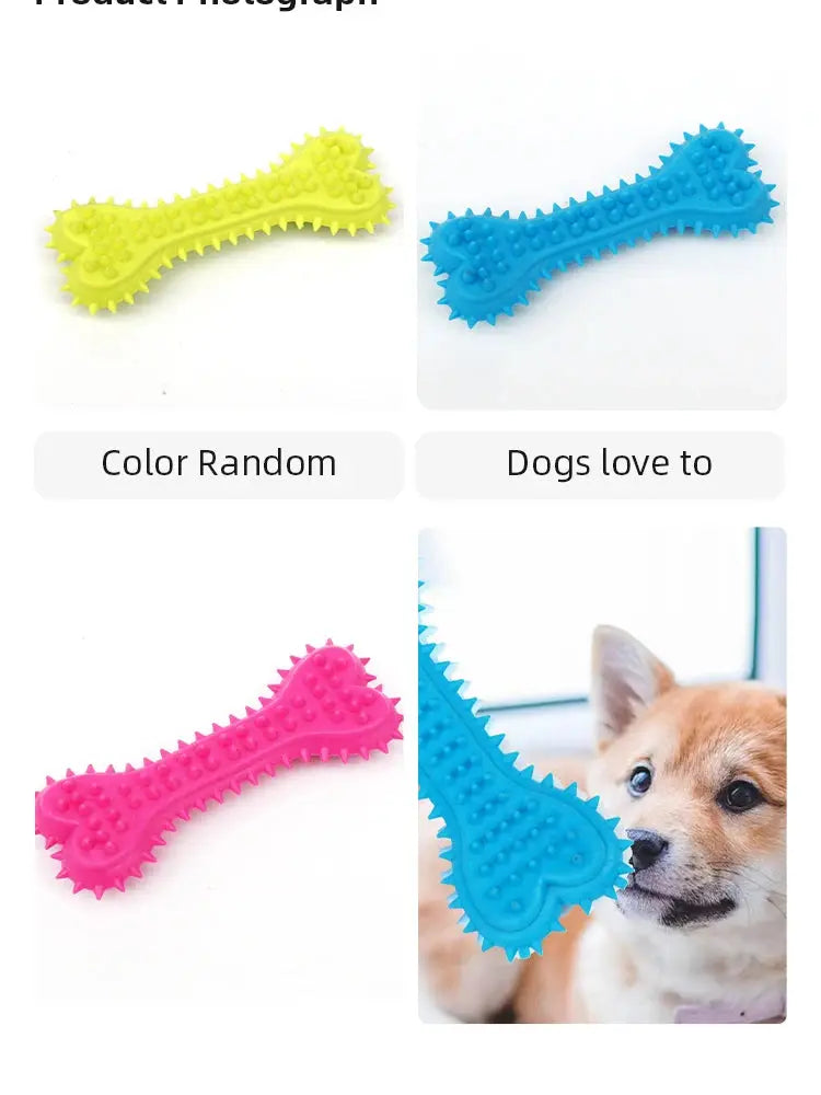 1PC Pet Chew Toy Soft Rubber Bite-resistance Bone Shape Teeth Grinding Chewing Toys for Small Dogs Training Pet Supplies WLP Company