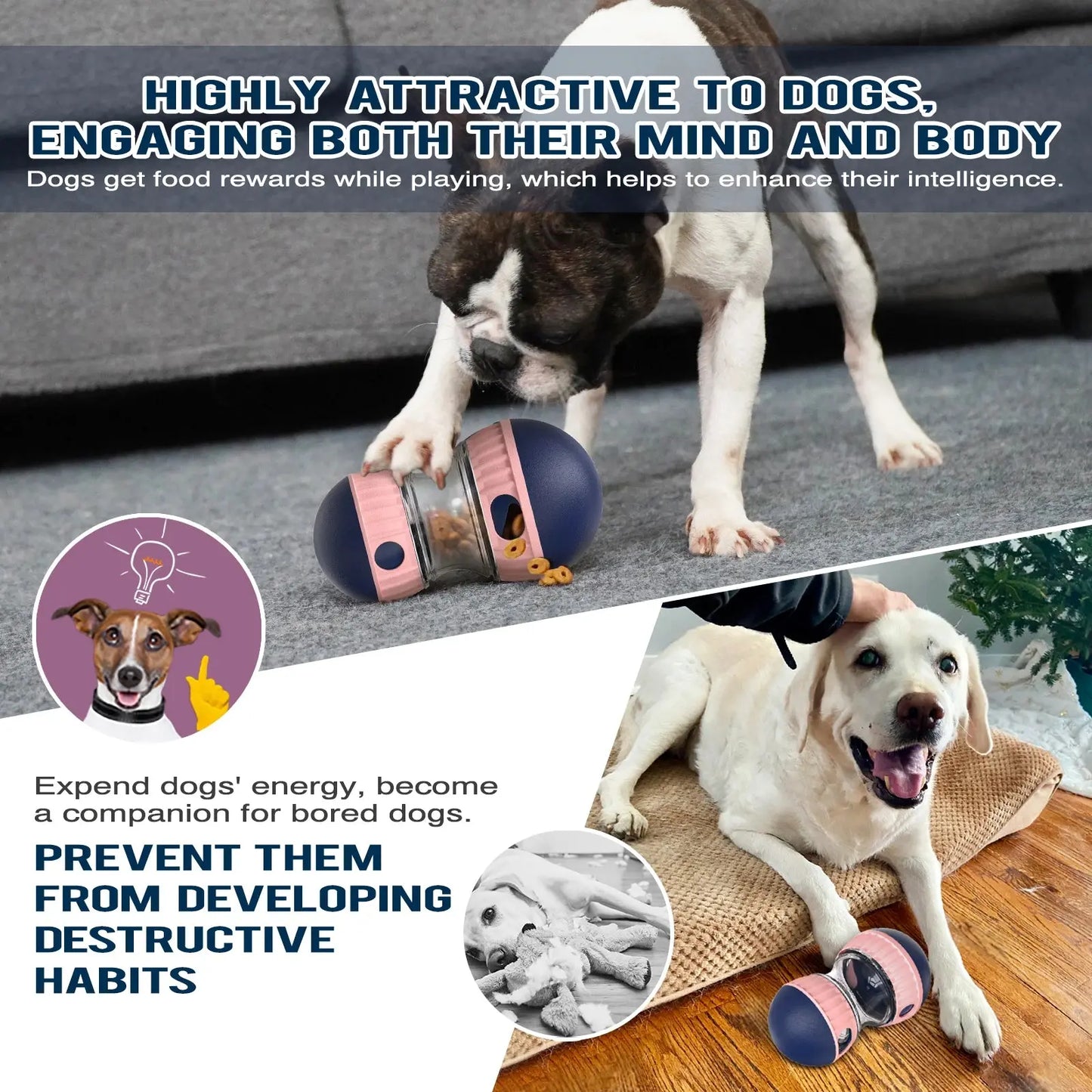 Dog Puzzle Toy Elliptical Track Rolling Increase Intelligence Ball Leaky Food Develop Good Habits Durable Interactive Pet Toys WLP Company